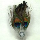 Bridal Feather cameo Hair peacock pin clip brooch BA107