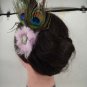 Bridal Feather cameo Hair peacock pin clip brooch BA107