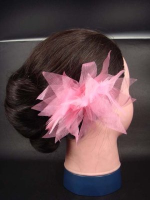 Bridal feather silk flower Fascinator clip pin BA67