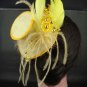 Wedding lace bead Feather Gold mini hat Fascinator H09