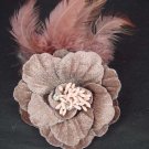 Wedding Flower Feather Brown Clip Pin Fascinator BA73