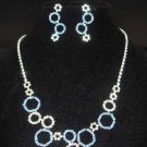 Bridal blue Rhinestone earring necklace set NR185