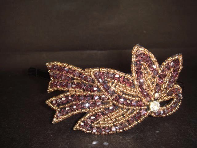 Purple Crystal bead Rhinestone tiara Headband HR110