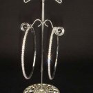 Bridal Rhinestone Silver tone  Hoop Earring 3" ER20