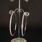 Bridal Rhinestone Silver tone  Hoop Earring 3" ER20