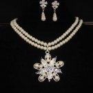 Bridal flower Faux pearl necklace earring Set NR212