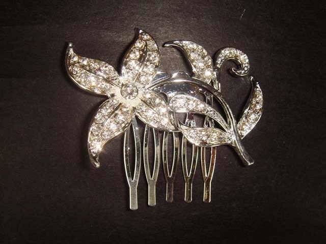 Bridal Rhinestone Crystal Flower Hair tiara Comb RB340