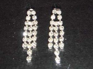 3 row Wedding stud Cystral Rhinestone Earring ER161
