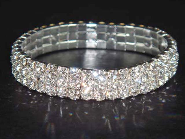 3 row Bridal Crystal Rhinestone Bangle Bracelet BR13