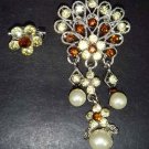 2 pc Bridal Faux Pearl Rhinestone Brooch pin Pi152