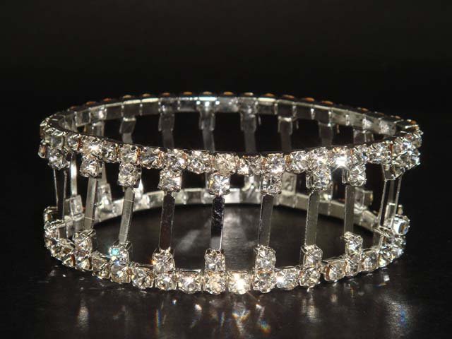 Stretch Bridal Crystal Rhinestone Bangle Bracelet BR58