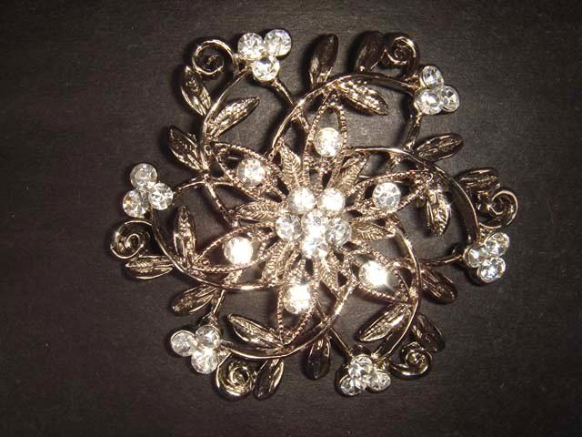 Bridal Rhinestone Crystal silver tone Brooch pin Pi197