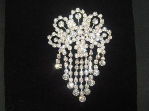Bridal dangle Vintage style Rhinestone Brooch pin Pi412