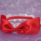 Bridal Flower girl Bow Red Ivory Pink Headband HR115