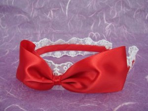 Bridal Flower girl Bow Red Ivory Pink Headband HR115