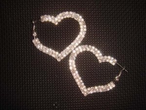 2 row Bridal Heart Rhinestone Crystal Earring ER172
