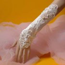 12" Bridal prom sexy Lace Satin Fingerless Gloves S03