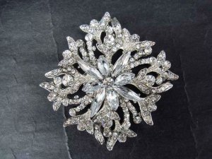 Bridal Crystal rhombus Square cake topper Rhinestone Brooch pin PI408