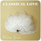 Bridal Feather white tiara rhinestone hair clip BA135