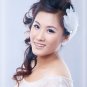 Bridal Feather white tiara rhinestone hair clip BA135