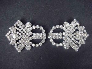 Vintage Style Rhinestone clasp hook buckle button BU20