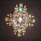 Bridal gold tone cross cake Rhinestone Brooch pin PI498