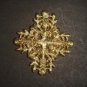 Bridal gold tone cross cake Rhinestone Brooch pin PI498
