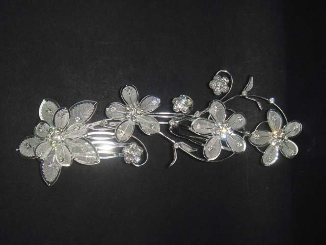 Bridal Rhinestone Flower Crystal Hair tiara Comb RB118A