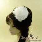 Bridal Feather white Fascinator rhinestone clip BA144