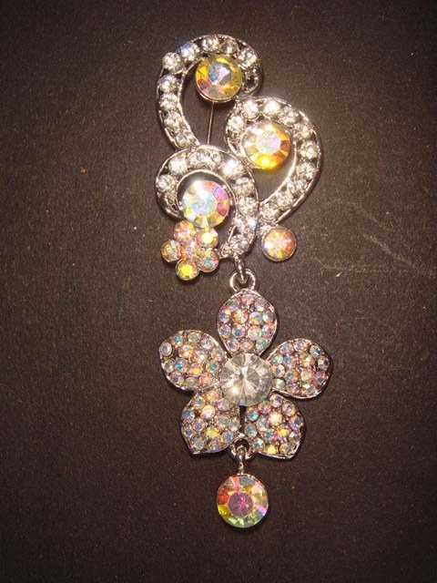 Bridal AB crystal dangle Rhinestone pin brooch PI422