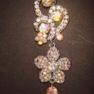 Bridal AB crystal dangle Rhinestone pin brooch PI422