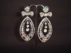 Bridal Chandelier bow Dangle Rhinestone Earring ER180
