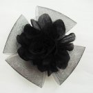 Bridal White black flower hair Fascinator brooch clip BA146