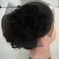 Bridal White black flower hair Fascinator brooch clip BA146