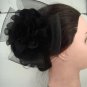 Bridal White black flower hair Fascinator brooch clip BA146