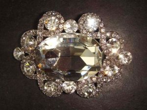 Bridal oval Crystal Rhinestone Brooch pin PI279