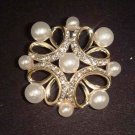 Bridal Faux Pearl Cake topper decoration crystal Rhinestone Brooch pin PI443