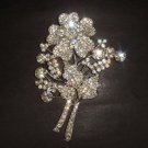 Bridal Dress Flower Bling Rhinestone Brooch pin Pi317