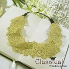 Bridal Crochet flower gold tiara hair headband HR124