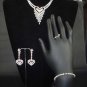 Bridal heart rhinestone bracelet necklace earring NR215