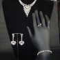 Bridal heart rhinestone bracelet necklace earring NR215