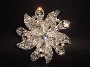 Bridal cake topper Crystal Rhinestone Brooch pin PI139