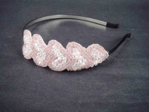 Bridal Black heart Rhinestone applique Headband HR131