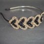 Bridal Black heart Rhinestone applique Headband HR131