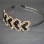 Bridal Black heart Rhinestone applique Headband HR131