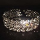 Bridal 3 row Rhinestone Crystal Bracelet Cuff BR166