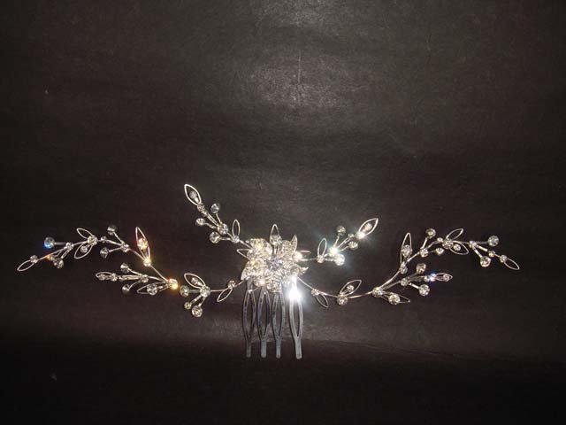 Bridal Crystal Flower Rhinestone Hair tiara Comb RB349