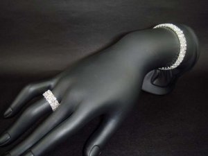 2 Row Bridal Crystal Rhinestone Ring Bracelet set BR12