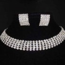 5 row Bridal Rhinestone necklace earring Set NR205