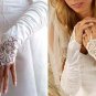 14" Bridal prom Ivory Lace Satin Fingerless Gloves S06